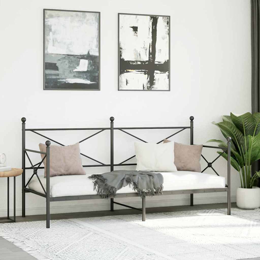vidaXL Pat de zi fără saltea Negru 80x200 cm Oțel