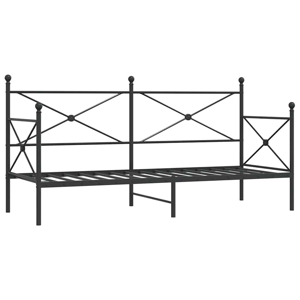 vidaXL Pat de zi fără saltea Negru 90x190 cm Oțel