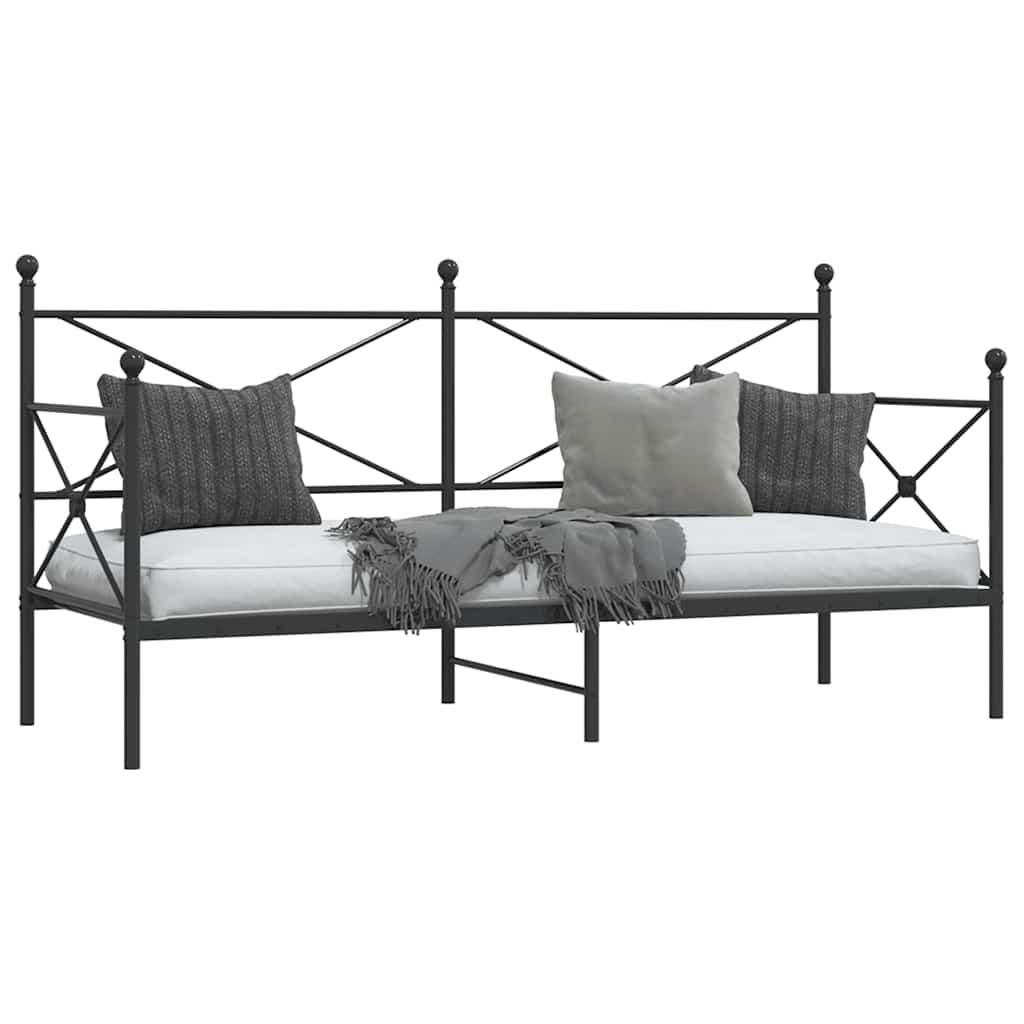 vidaXL Pat de zi fără saltea Negru 90x190 cm Oțel