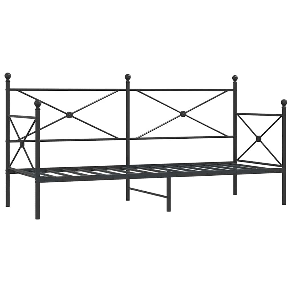 vidaXL Pat de zi fără saltea Negru 90x200 cm Oțel