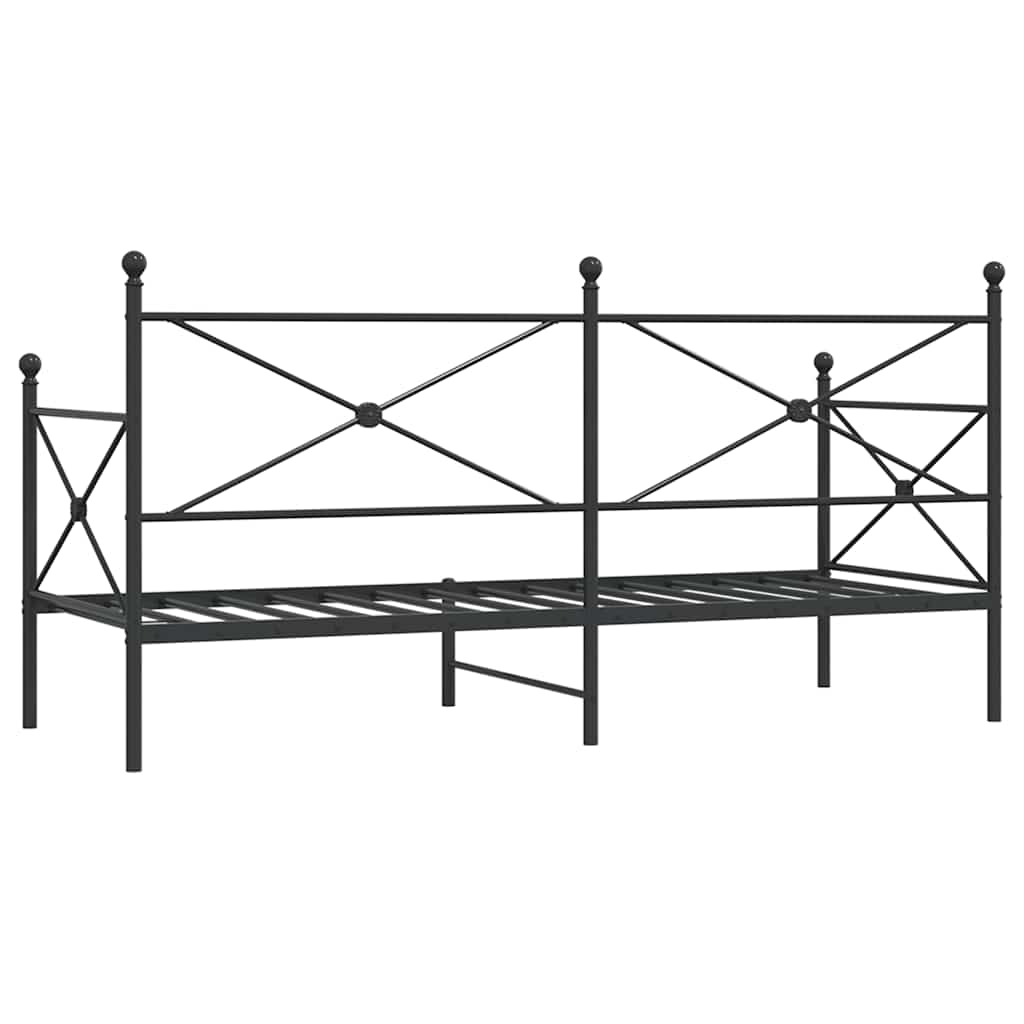 vidaXL Pat de zi fără saltea Negru 90x200 cm Oțel