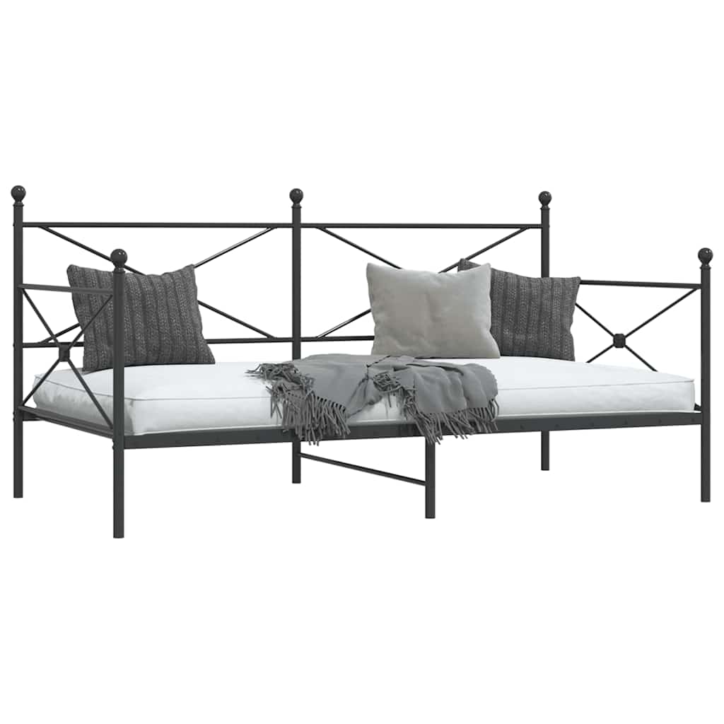 vidaXL Pat de zi fără saltea Negru 100x190 cm Oțel