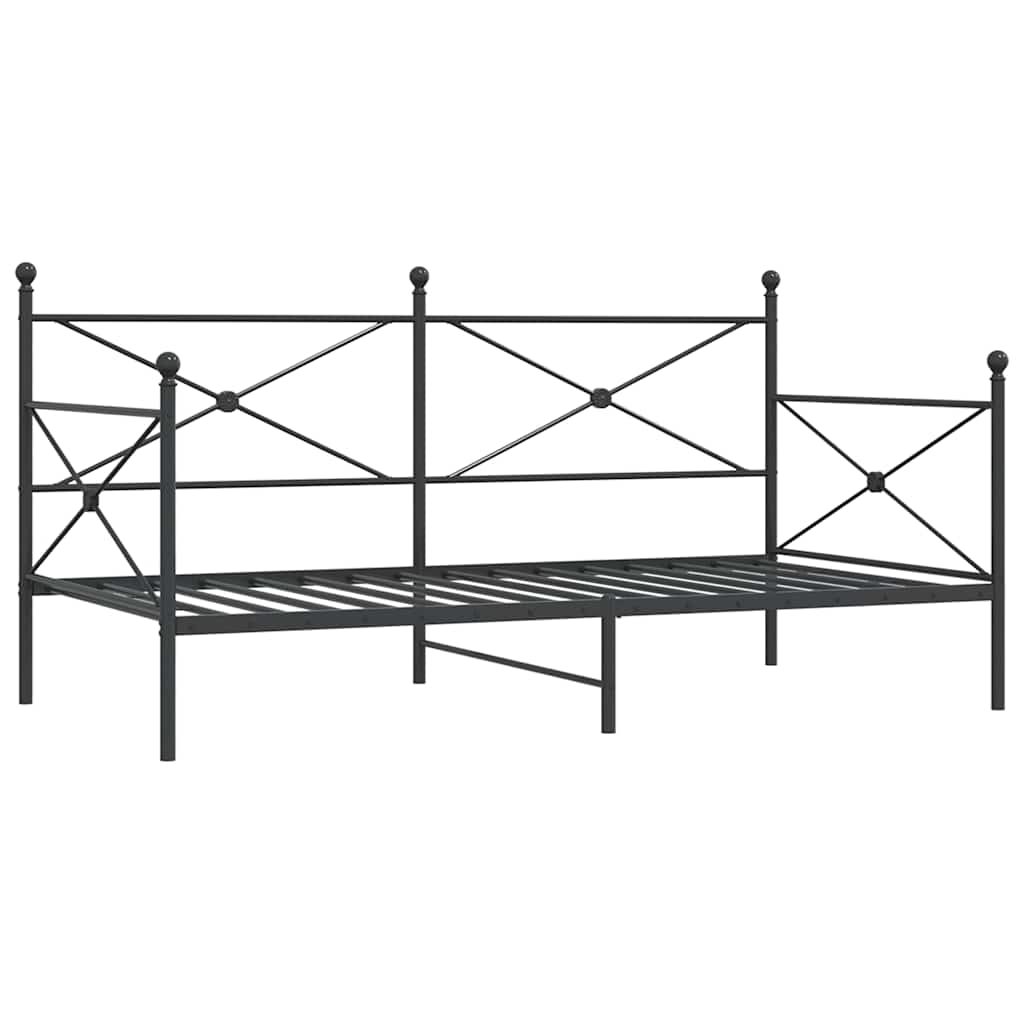 vidaXL Pat de zi fără saltea Negru 100x200 cm Oțel vidaXL Pat de zi fără saltea Negru 100x200 cm Oțel