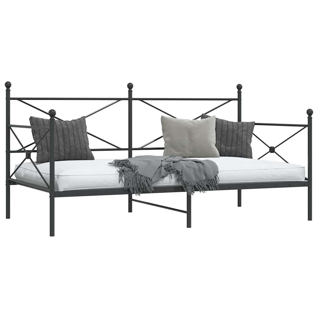 vidaXL Pat de zi fără saltea Negru 100x200 cm Oțel vidaXL Pat de zi fără saltea Negru 100x200 cm Oțel