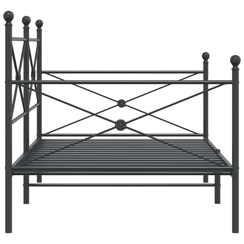 vidaXL Pat de zi fără saltea Negru 100x200 cm Oțel vidaXL Pat de zi fără saltea Negru 100x200 cm Oțel