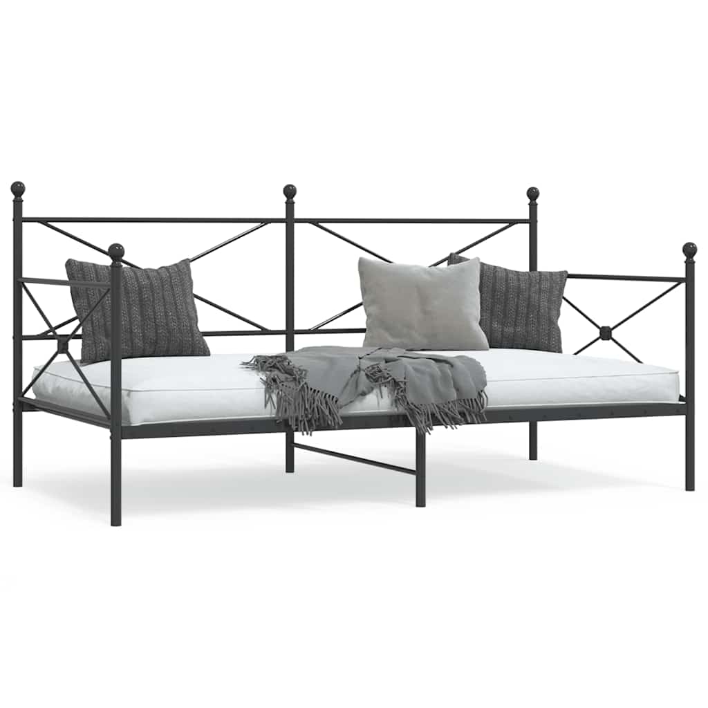 vidaXL Pat de zi fără saltea Negru 100x200 cm Oțel vidaXL Pat de zi fără saltea Negru 100x200 cm Oțel