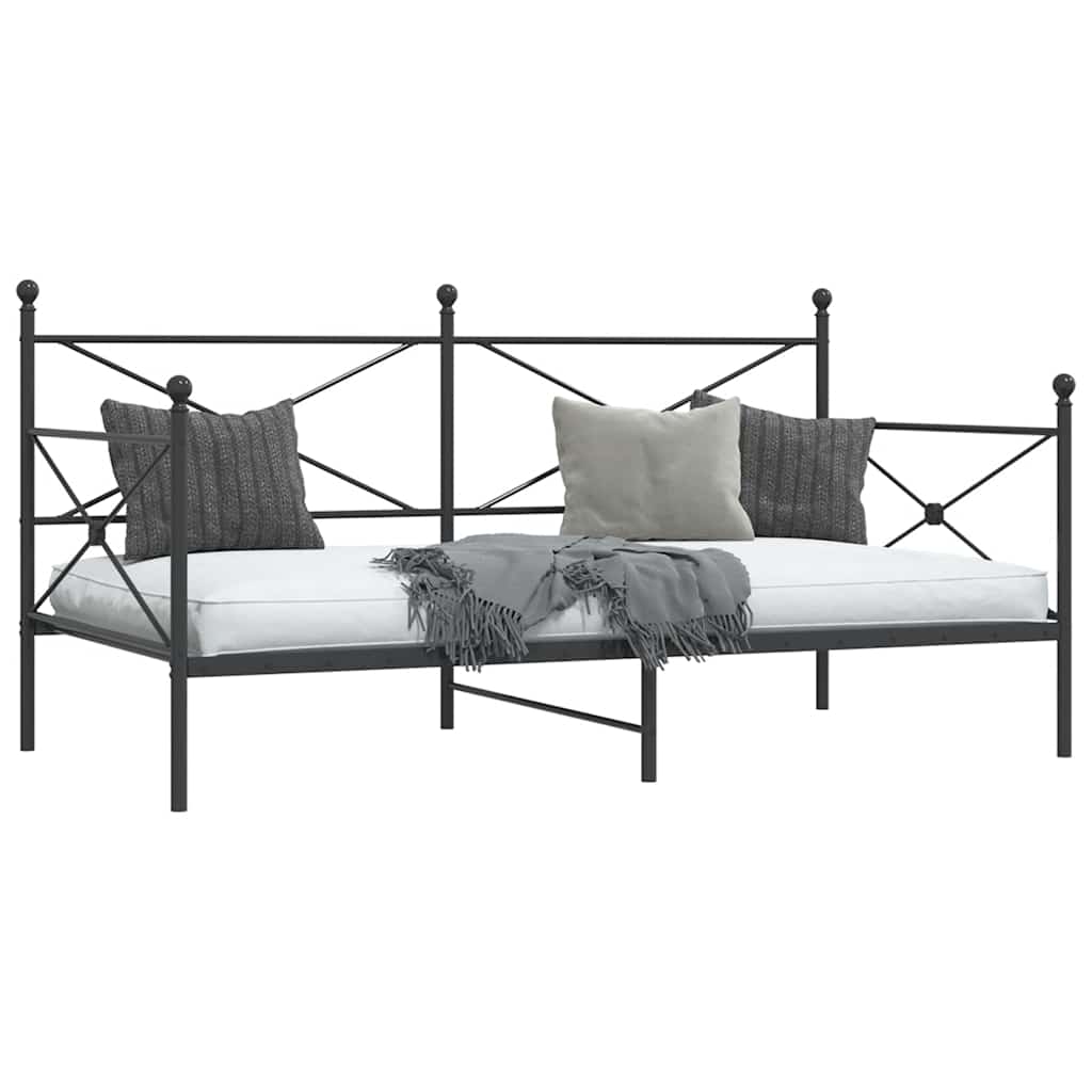 vidaXL Pat de zi fără saltea Negru 107x203 cm Oțel