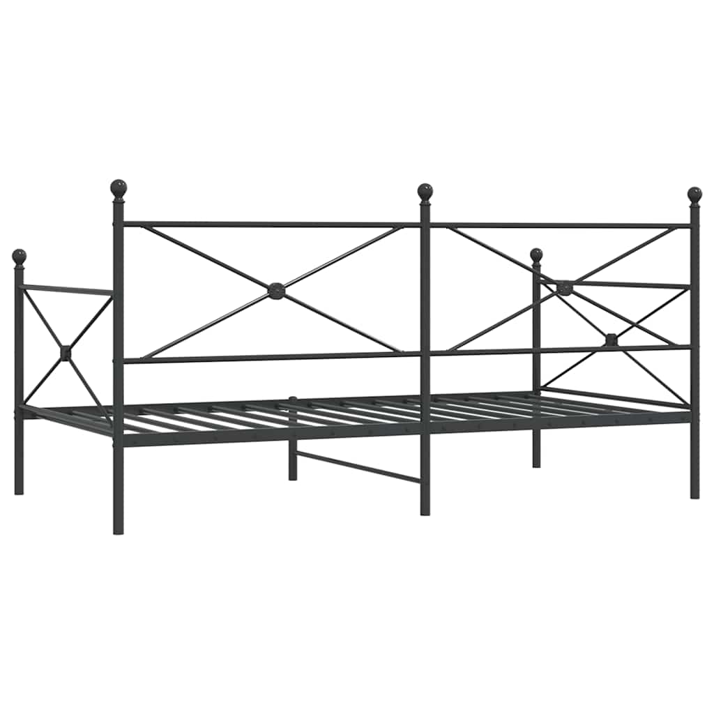 vidaXL Pat de zi fără saltea Negru 107x203 cm Oțel