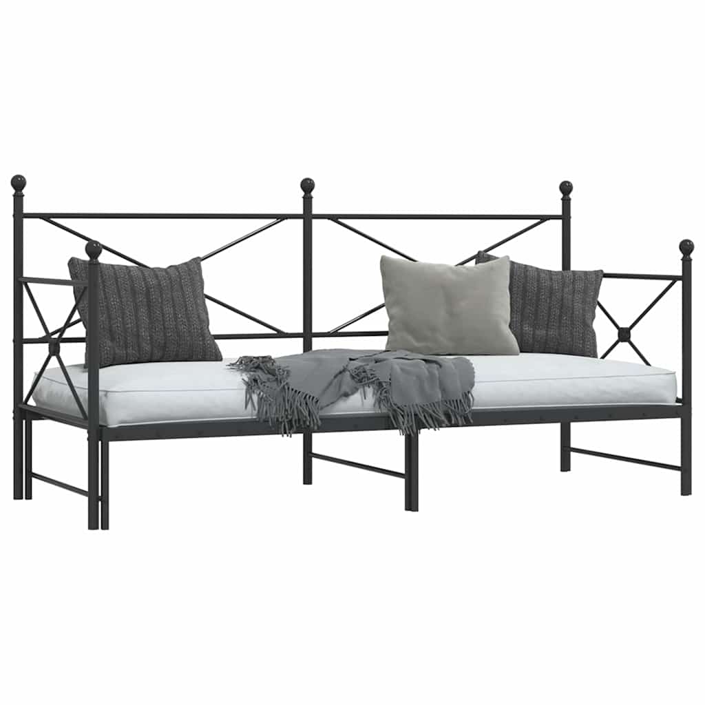 vidaXL Pat de zi cu căuț fără saltea Negru 80x200 cm Oțel vidaXL Pat de zi cu căuț fără saltea Negru 80x200 cm Oțel