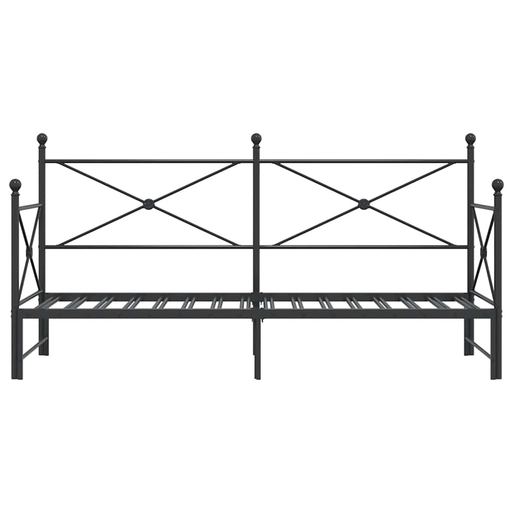 vidaXL Pat de zi cu căuț fără saltea Negru 80x200 cm Oțel vidaXL Pat de zi cu căuț fără saltea Negru 80x200 cm Oțel