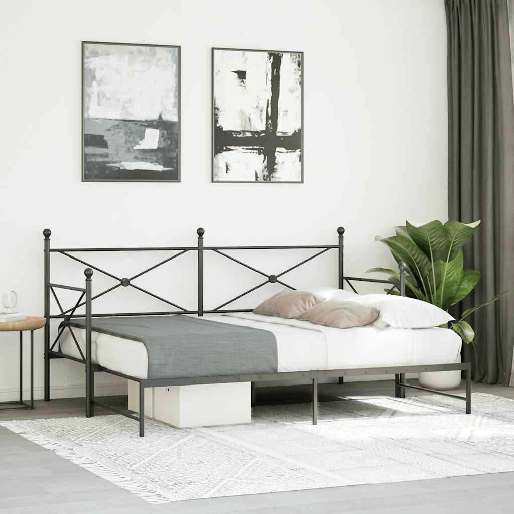 vidaXL Pat de zi cu șutul fără saltea Negru 90x190 cm Oțel