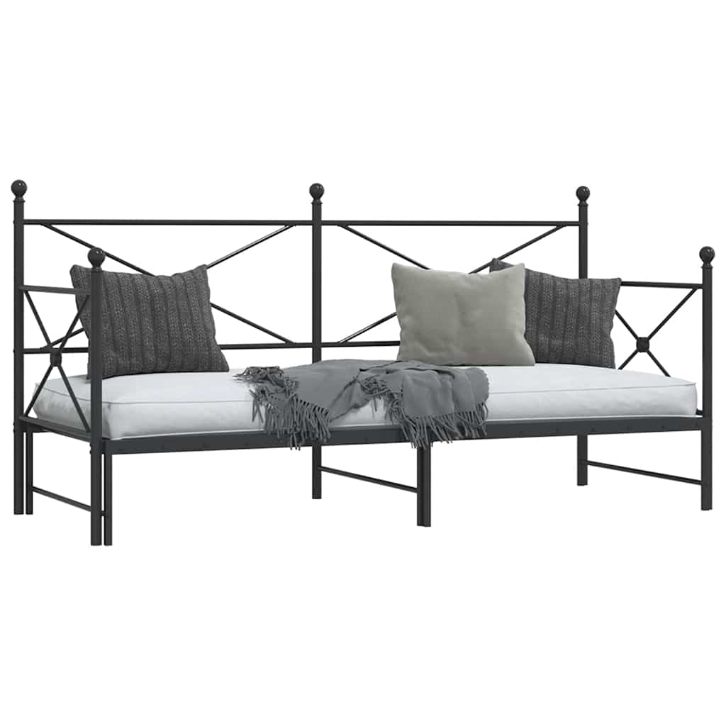 vidaXL Pat de zi cu șutul fără saltea Negru 90x190 cm Oțel