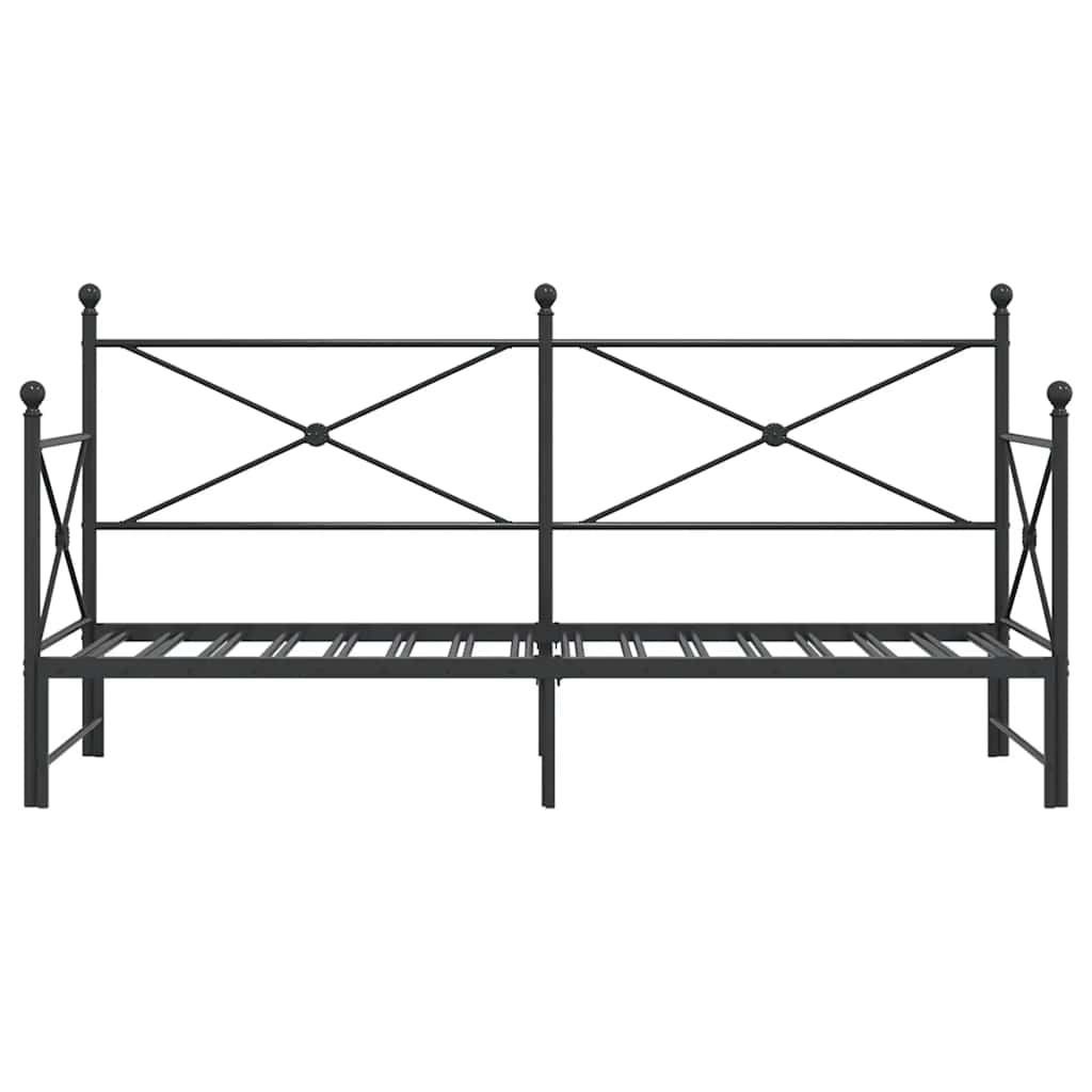 vidaXL Pat de zi cu șutul fără saltea Negru 90x190 cm Oțel