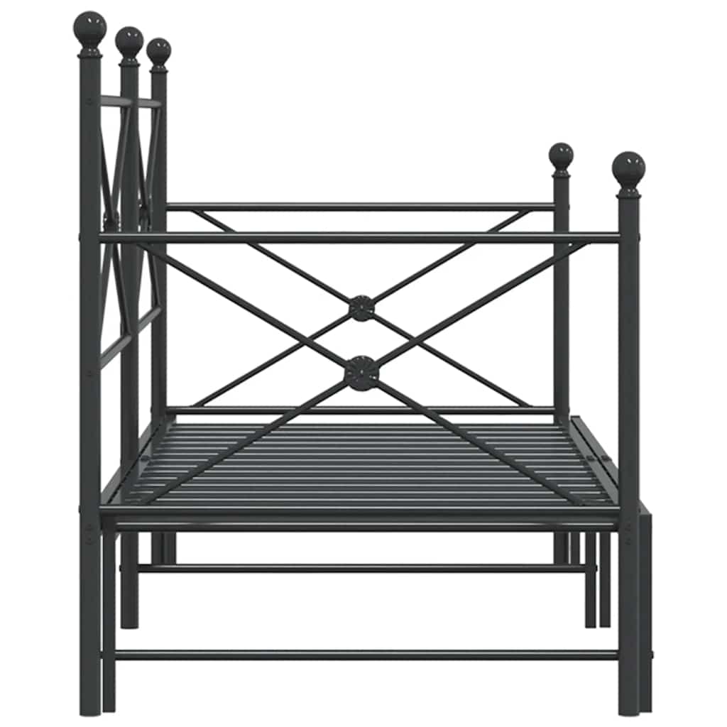 vidaXL Pat de zi cu șutul fără saltea Negru 90x190 cm Oțel