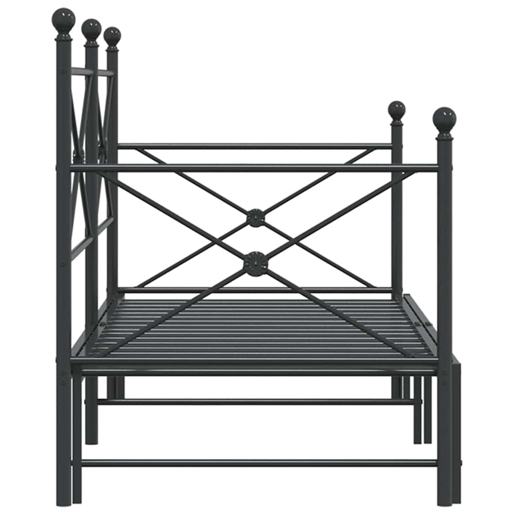 vidaXL Pat de zi cu șaia fără saltea Negru 90x200 cm Oțel