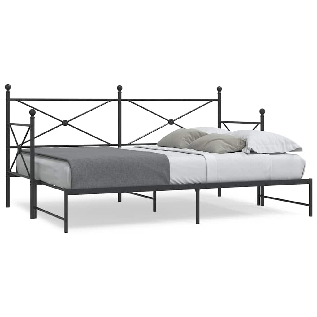 vidaXL Pat de zi cu șaia fără saltea Negru 90x200 cm Oțel