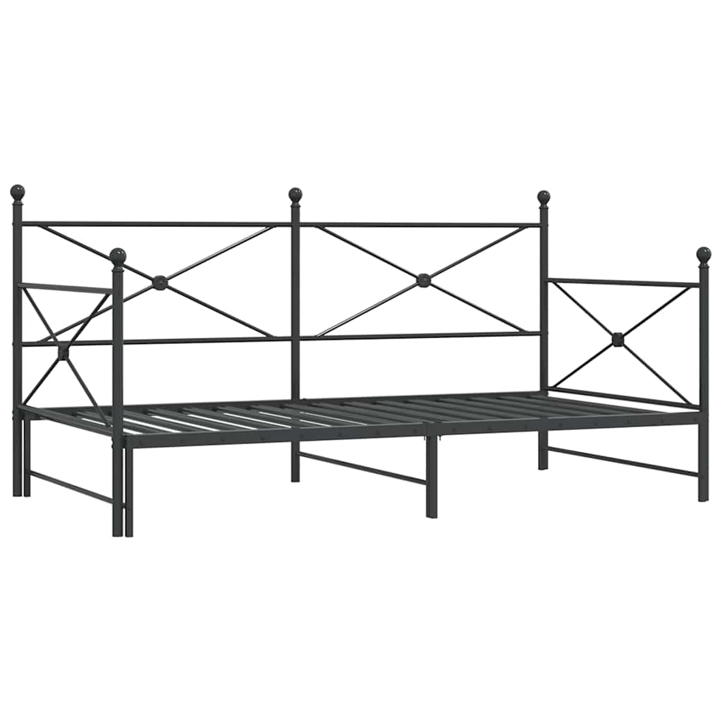 vidaXL Pat de zi cu șufer fără saltea Negru 100x190 cm Oțel