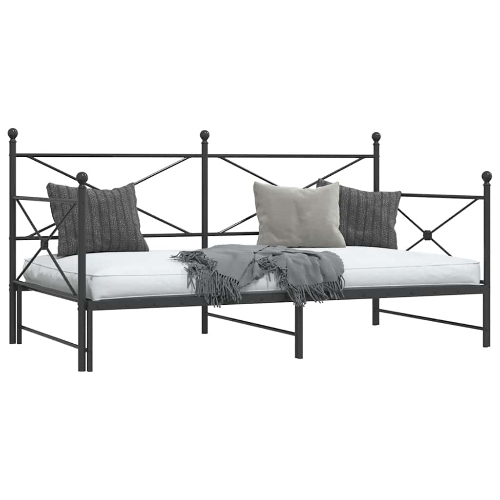 vidaXL Pat de zi cu șufer fără saltea Negru 100x190 cm Oțel