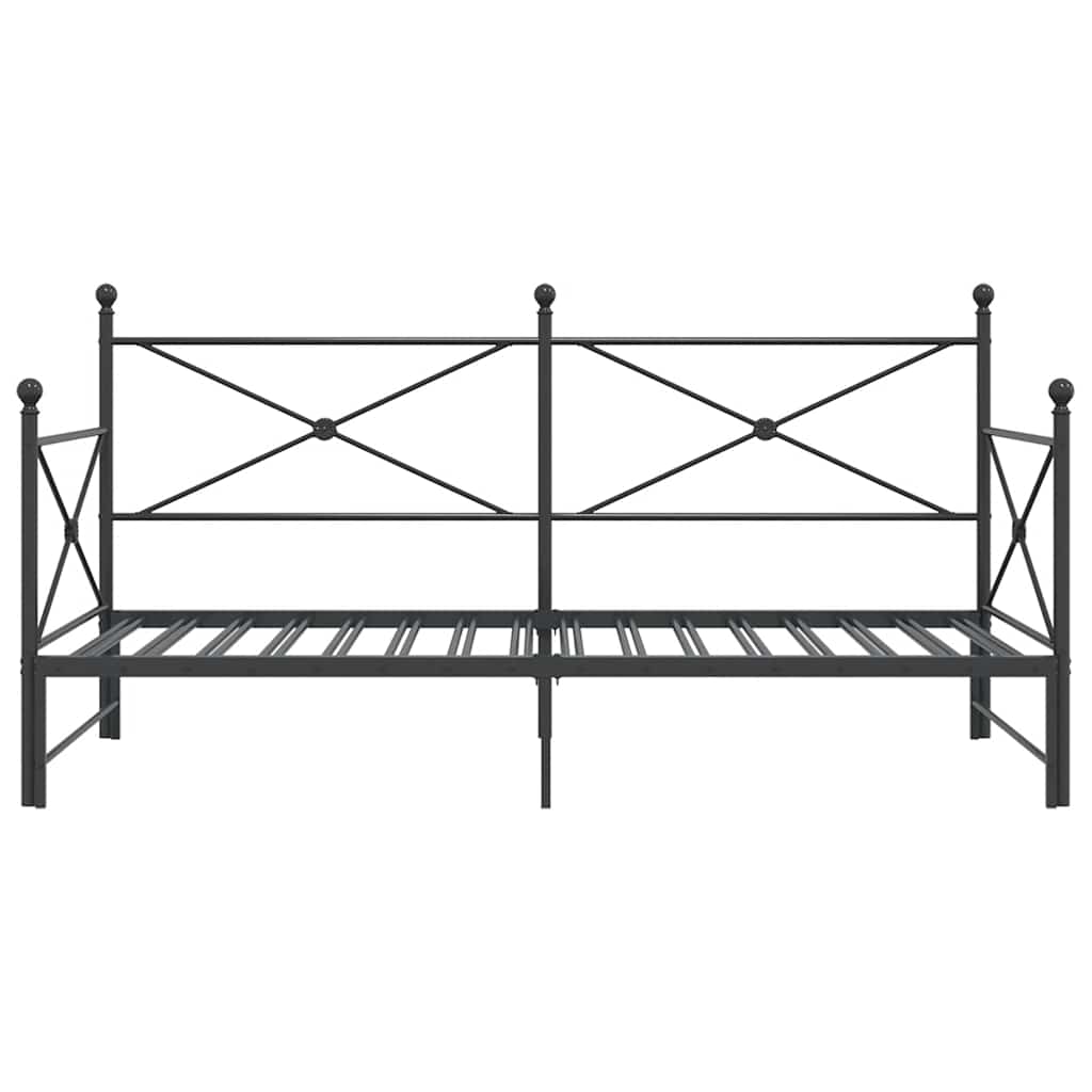 vidaXL Pat de zi cu șufer fără saltea Negru 100x190 cm Oțel