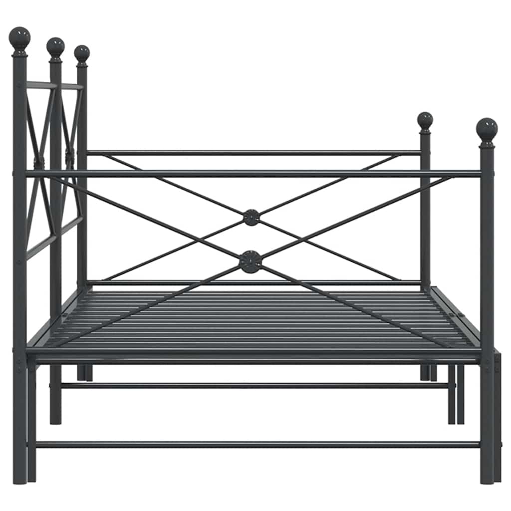 vidaXL Pat de zi cu șufer fără saltea Negru 100x190 cm Oțel
