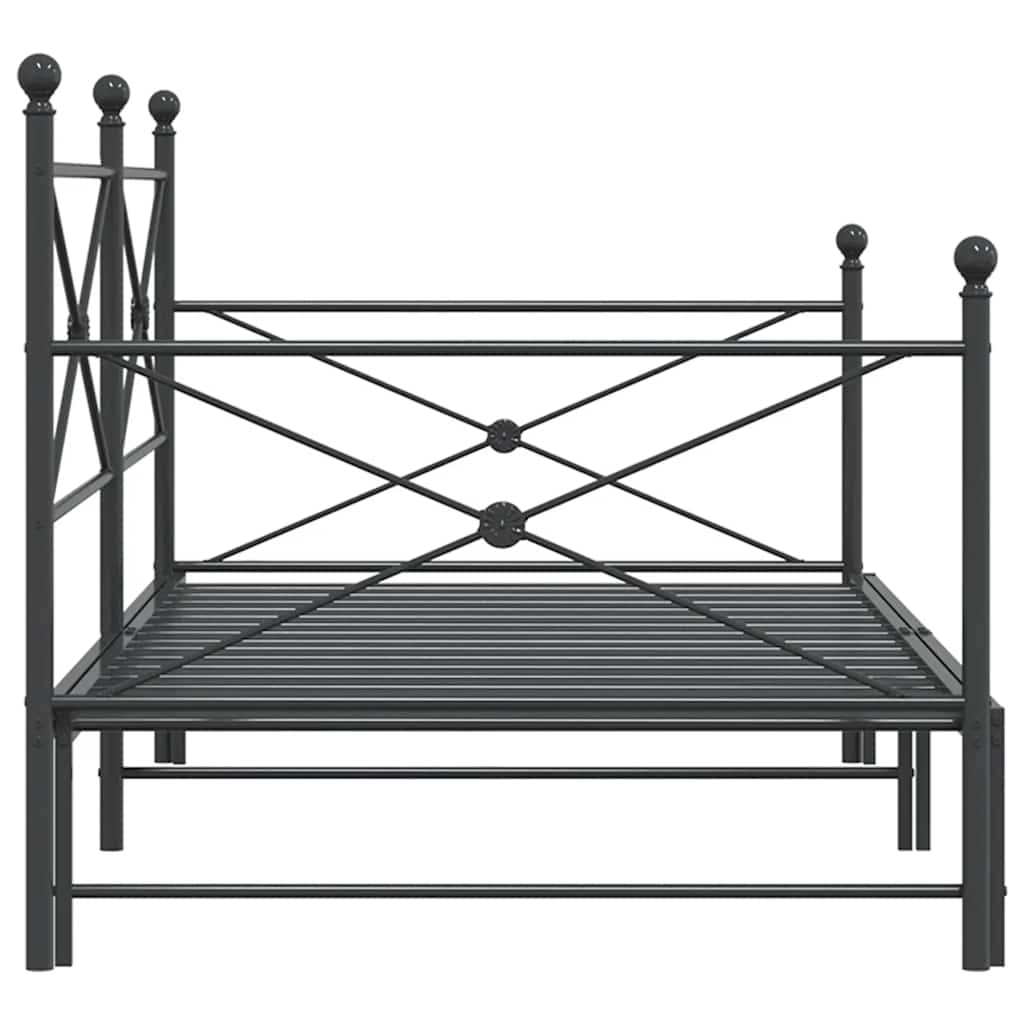 vidaXL Pat de zi cu căuț fără saltea Negru 100x200 cm Oțel vidaXL Pat de zi cu căuț fără saltea Negru 100x200 cm Oțel