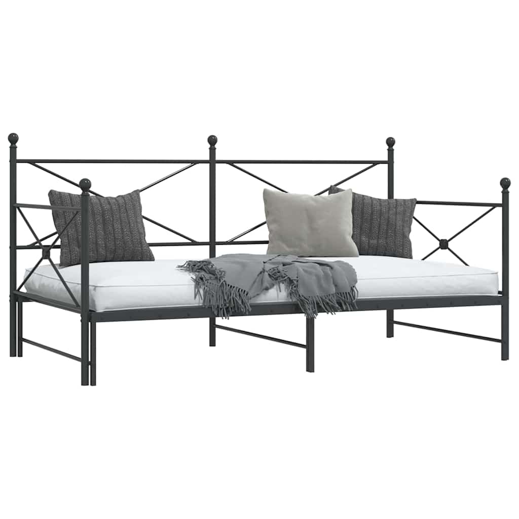 vidaXL Pat de zi cu șaia fără saltea Negru 107x203 cm Oțel