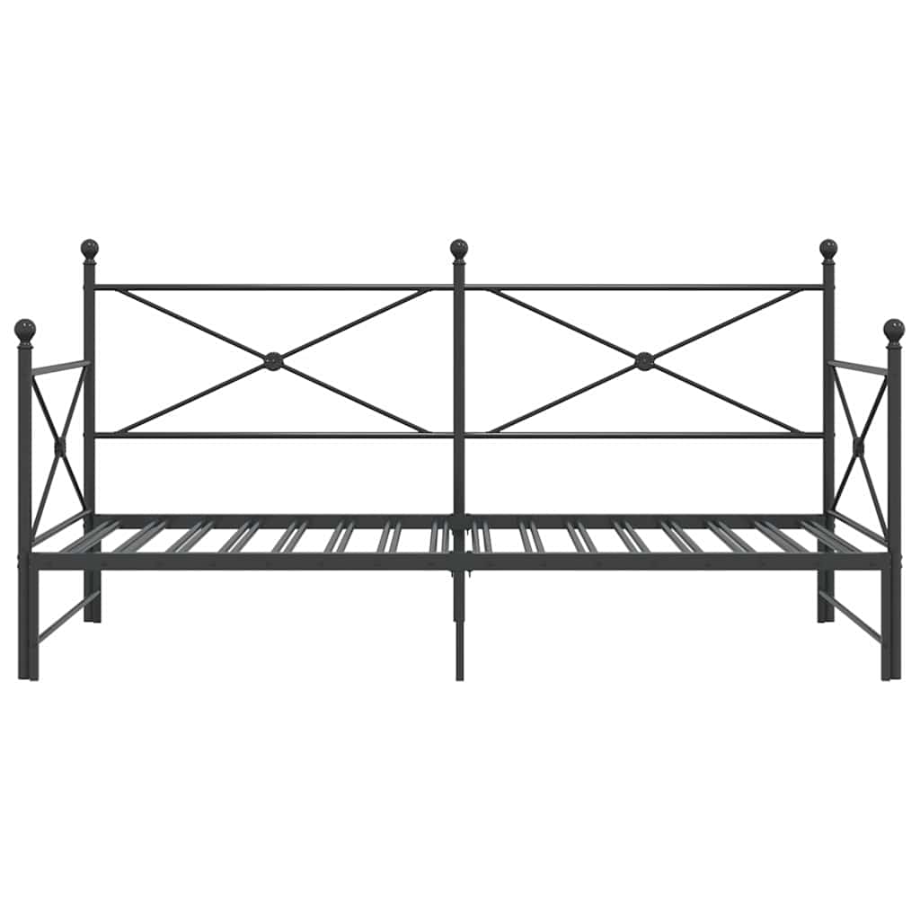 vidaXL Pat de zi cu șaia fără saltea Negru 107x203 cm Oțel