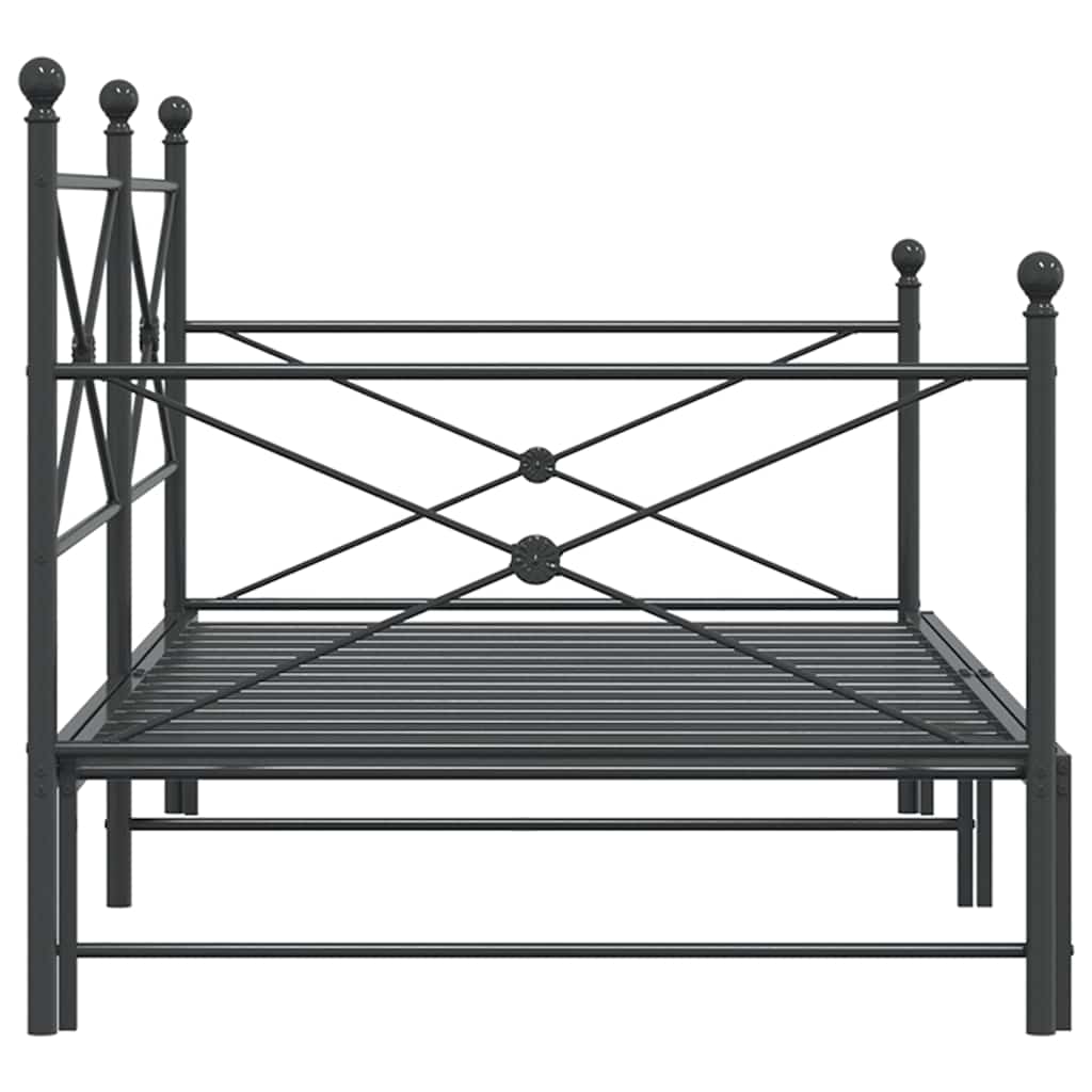 vidaXL Pat de zi cu șaia fără saltea Negru 107x203 cm Oțel