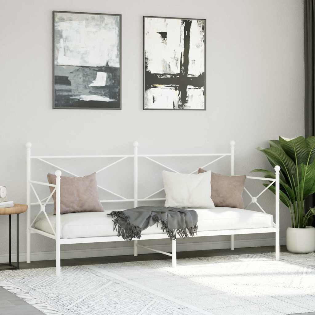 vidaXL Pat de zi fără saltea alb 75x190 cm oțel