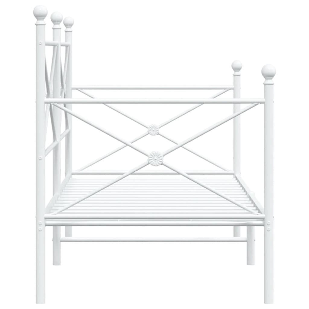 vidaXL Pat de zi fără saltea alb 75x190 cm oțel