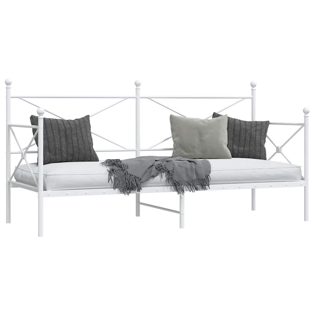 vidaXL Pat de zi fără saltea alb 80x200 cm oțel