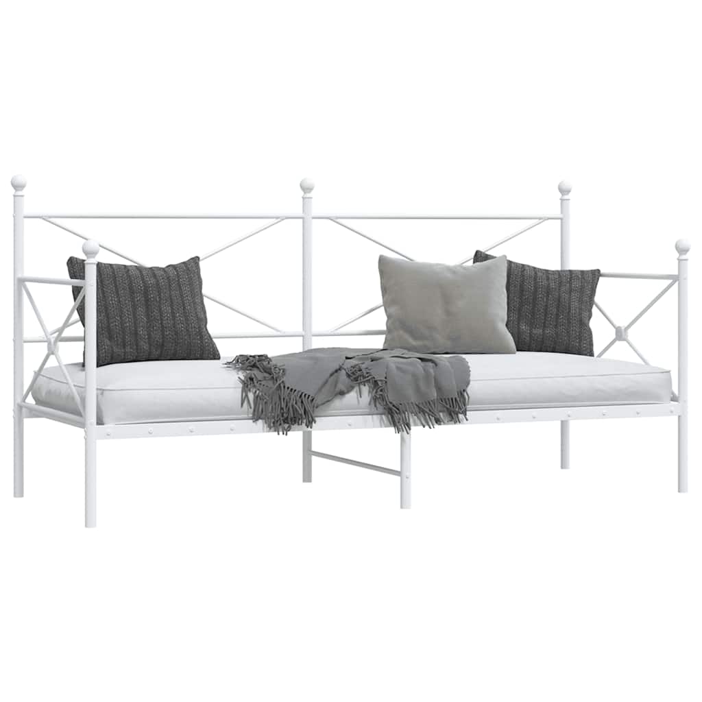 vidaXL Pat de zi fără saltea Alb 90x190 cm Oțel vidaXL Pat de zi fără saltea Alb 90x190 cm Oțel