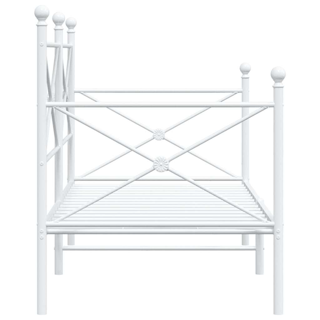 vidaXL Pat de zi fără saltea Alb 90x190 cm Oțel vidaXL Pat de zi fără saltea Alb 90x190 cm Oțel