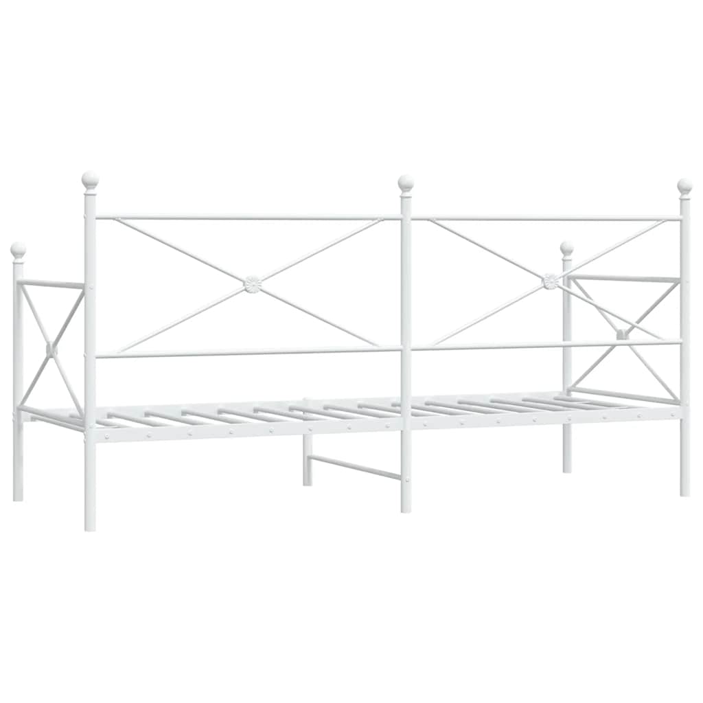vidaXL Pat de zi fără saltea Alb 90x190 cm Oțel vidaXL Pat de zi fără saltea Alb 90x190 cm Oțel