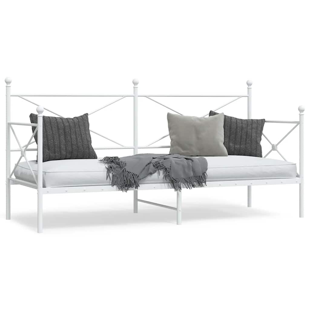 vidaXL Pat de zi fără saltea Alb 90x190 cm Oțel vidaXL Pat de zi fără saltea Alb 90x190 cm Oțel