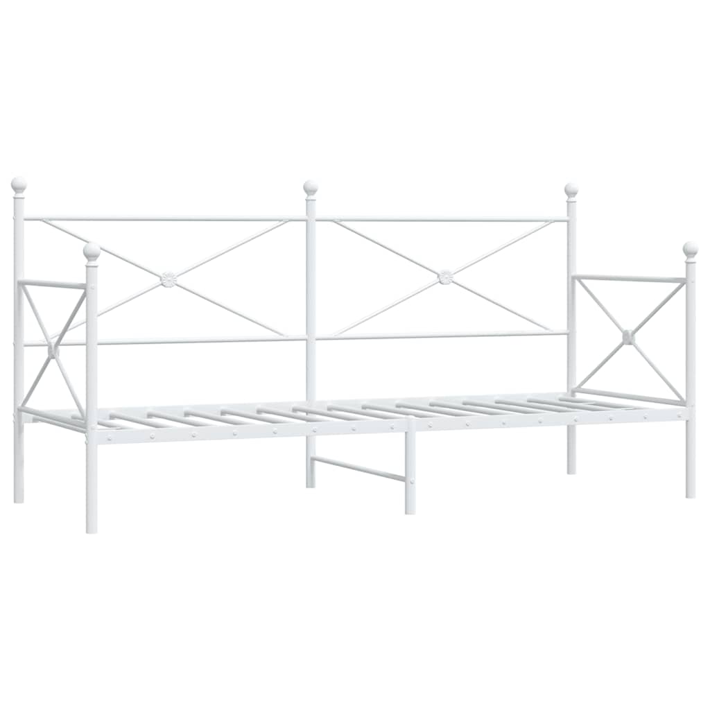 vidaXL Pat de zi fără saltea alb 90x200 cm oțel