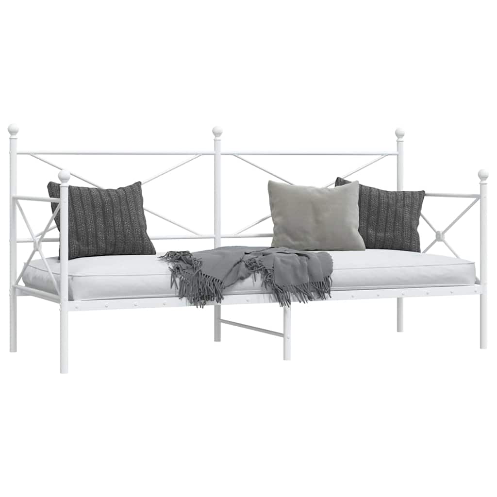 vidaXL Pat de zi fără saltea alb 90x200 cm oțel