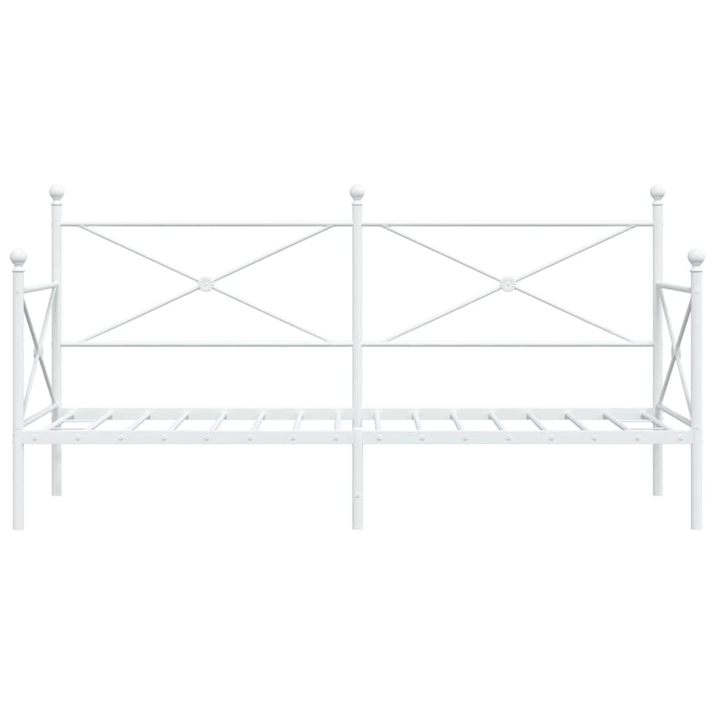 vidaXL Pat de zi fără saltea alb 90x200 cm oțel