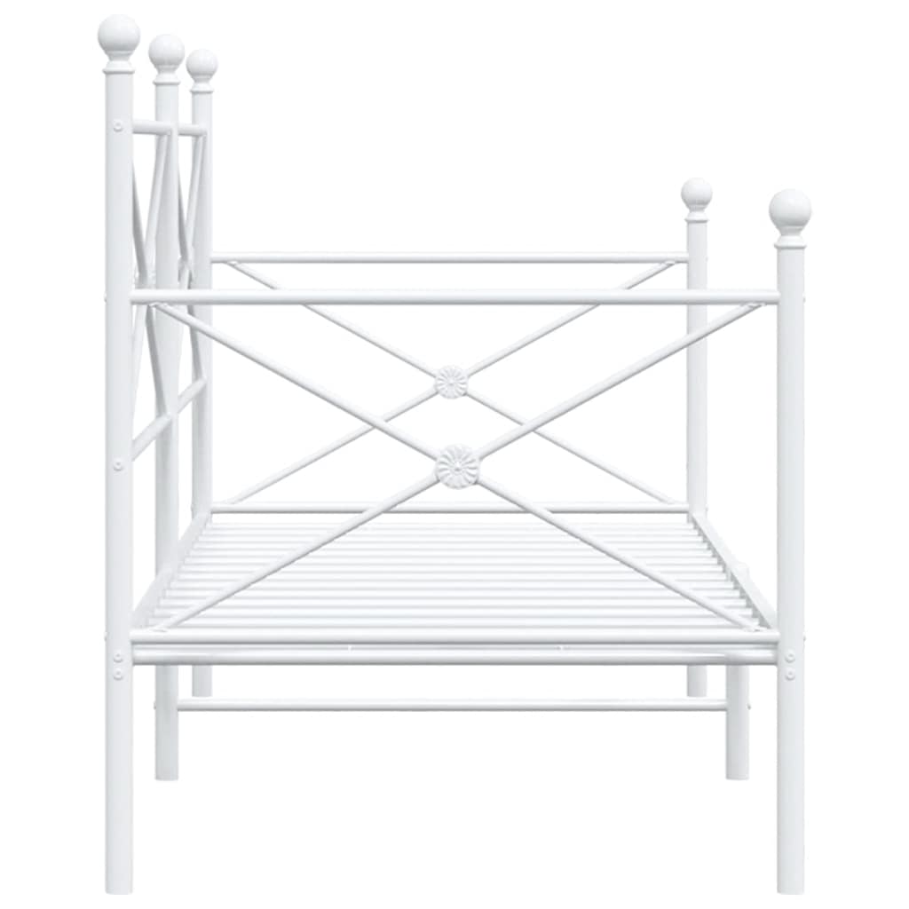 vidaXL Pat de zi fără saltea alb 90x200 cm oțel