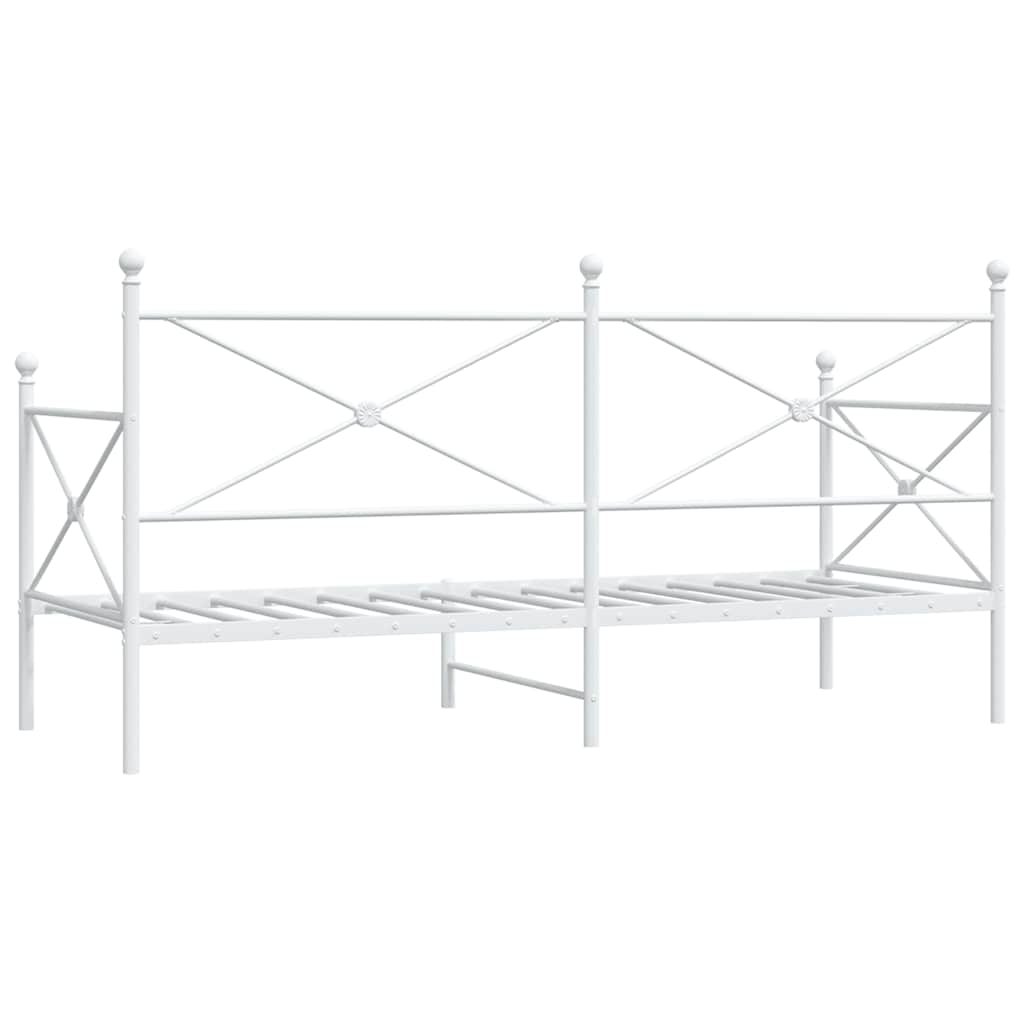 vidaXL Pat de zi fără saltea alb 90x200 cm oțel