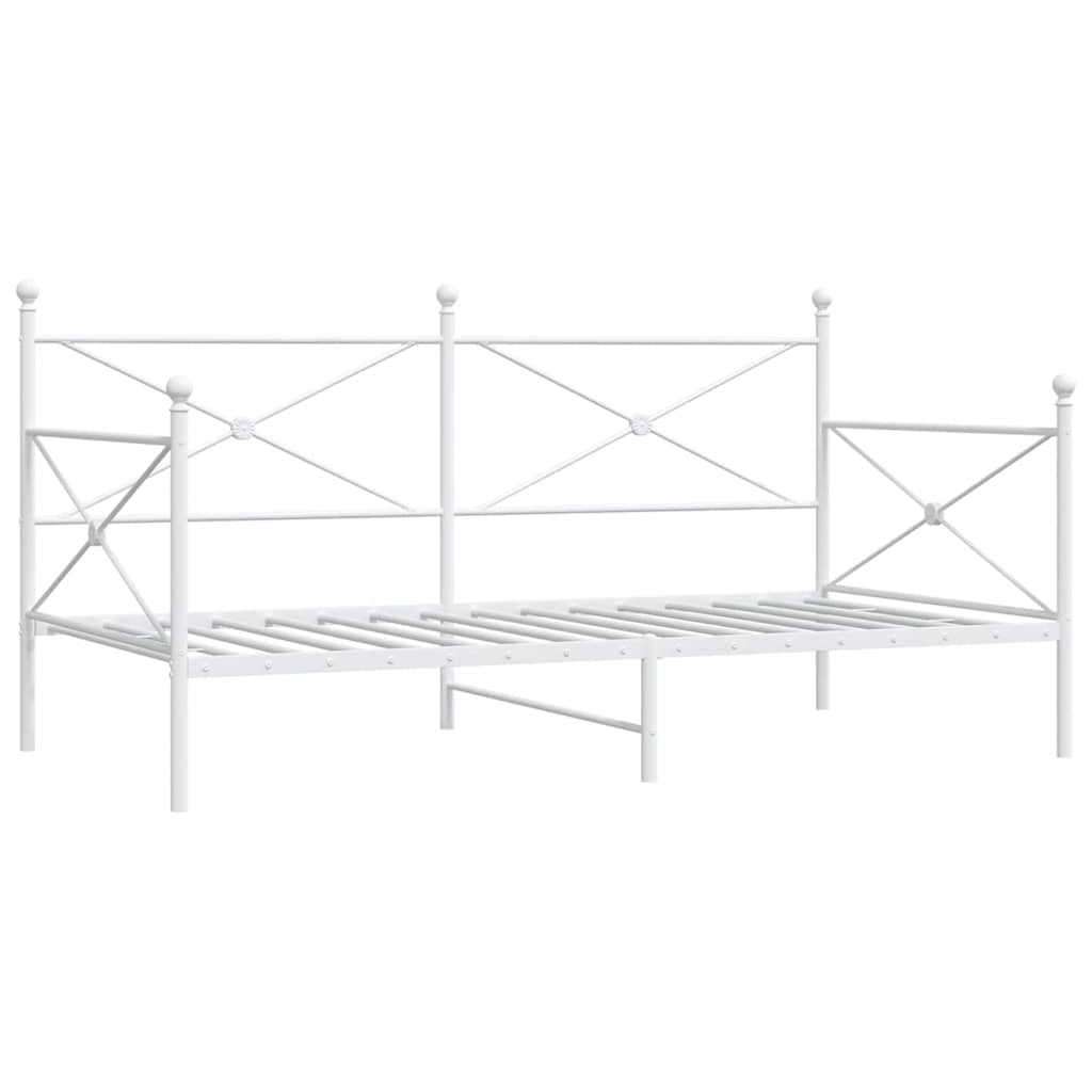 vidaXL Pat de zi fără saltea alb 100x190 cm oțel