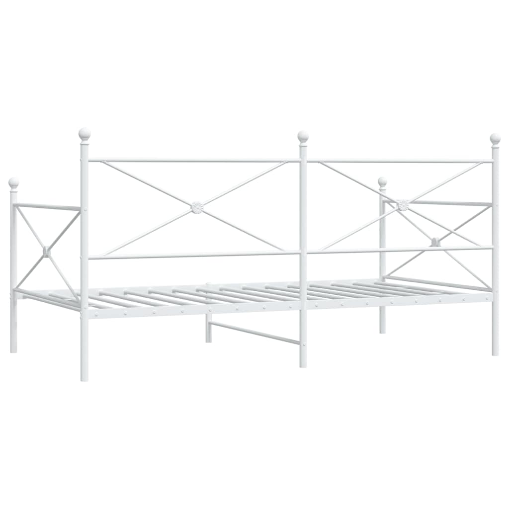 vidaXL Pat de zi fără saltea alb 100x190 cm oțel