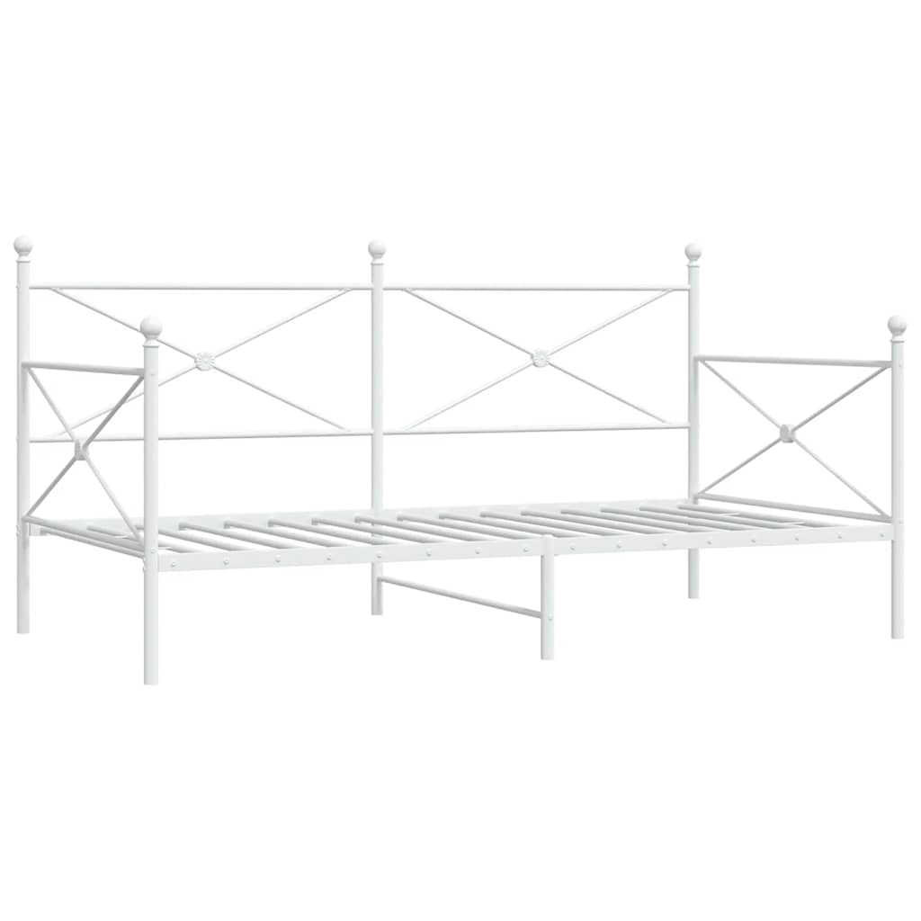 vidaXL Pat de zi fără saltea alb 100x200 cm oțel