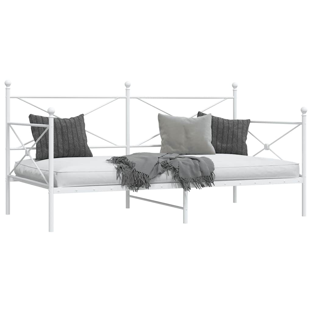 vidaXL Pat de zi fără saltea alb 100x200 cm oțel