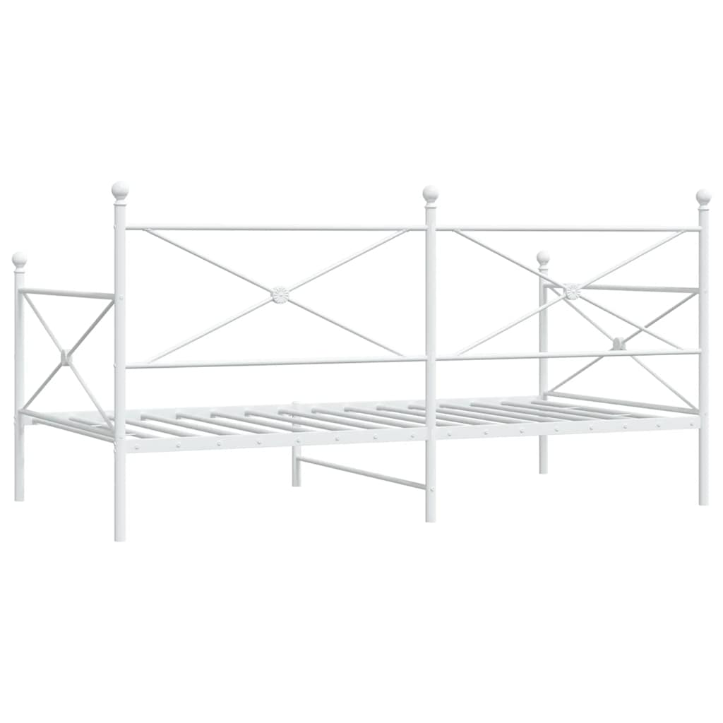 vidaXL Pat de zi fără saltea alb 100x200 cm oțel