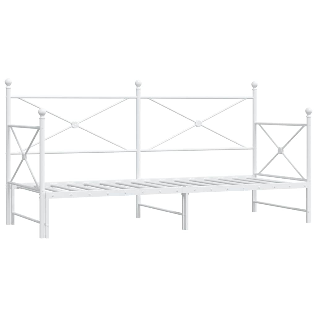 vidaXL Pat de zi cu șuviț fără saltea Alb 90x190 cm Oțel