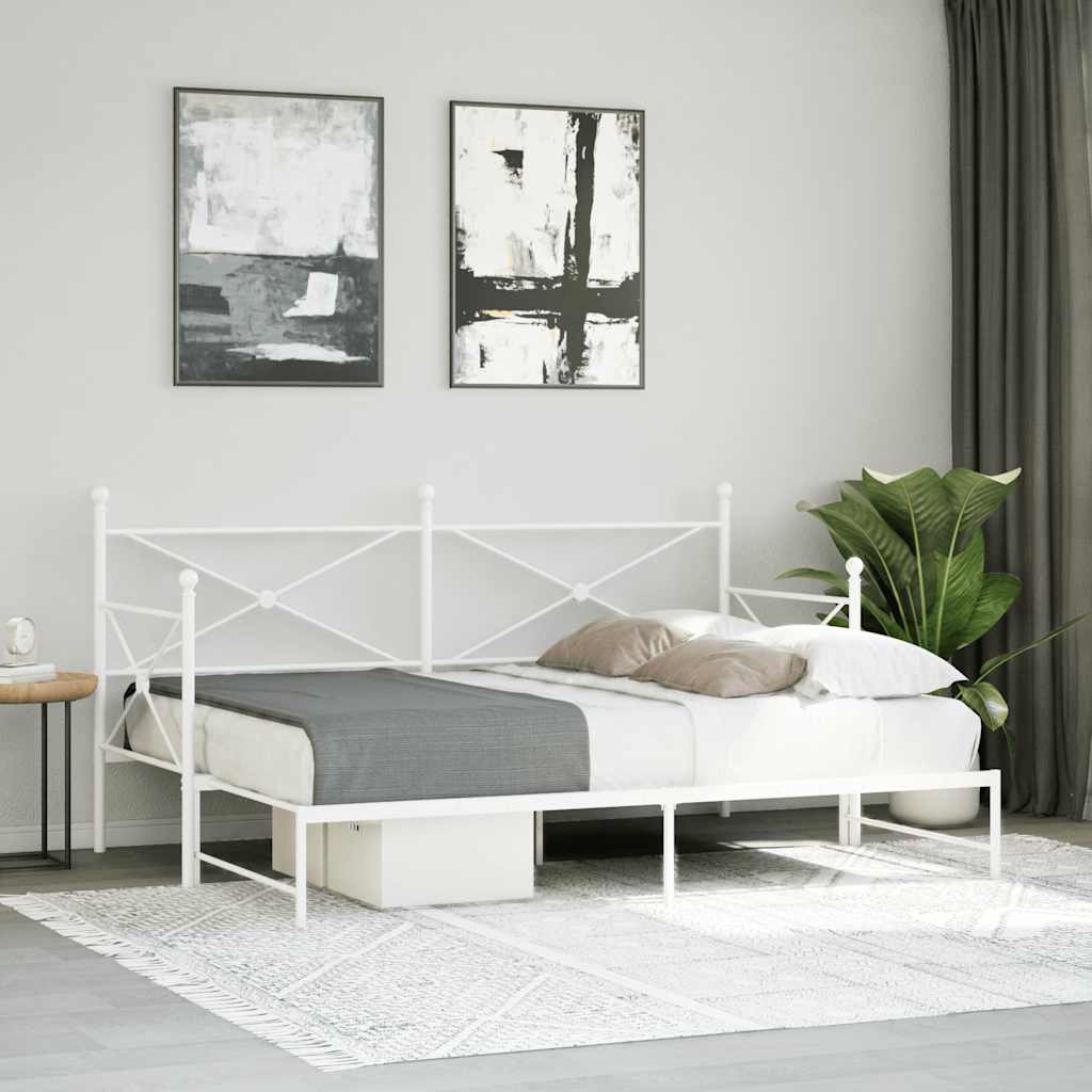vidaXL Pat de zi cu șuviț fără saltea Alb 90x190 cm Oțel