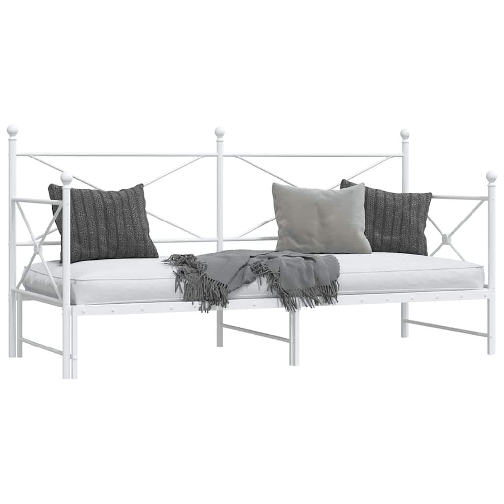 vidaXL Pat de zi cu șuviț fără saltea Alb 90x190 cm Oțel