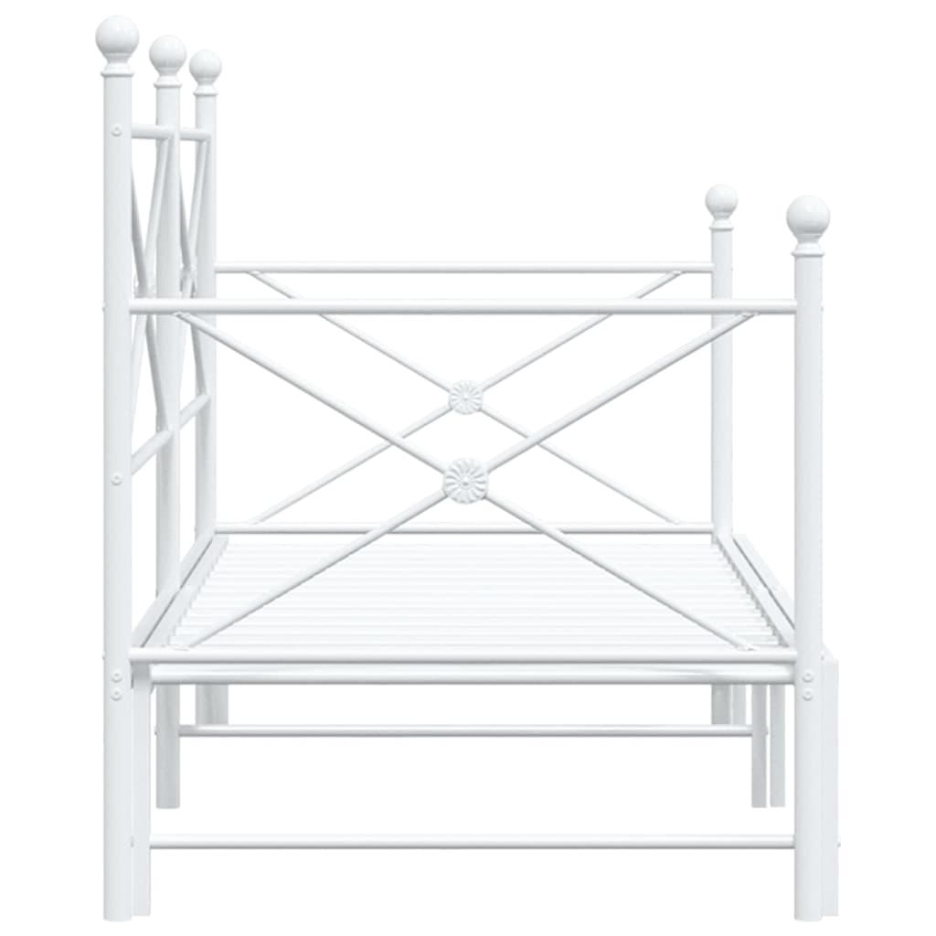 vidaXL Pat de zi cu șuviț fără saltea Alb 90x190 cm Oțel