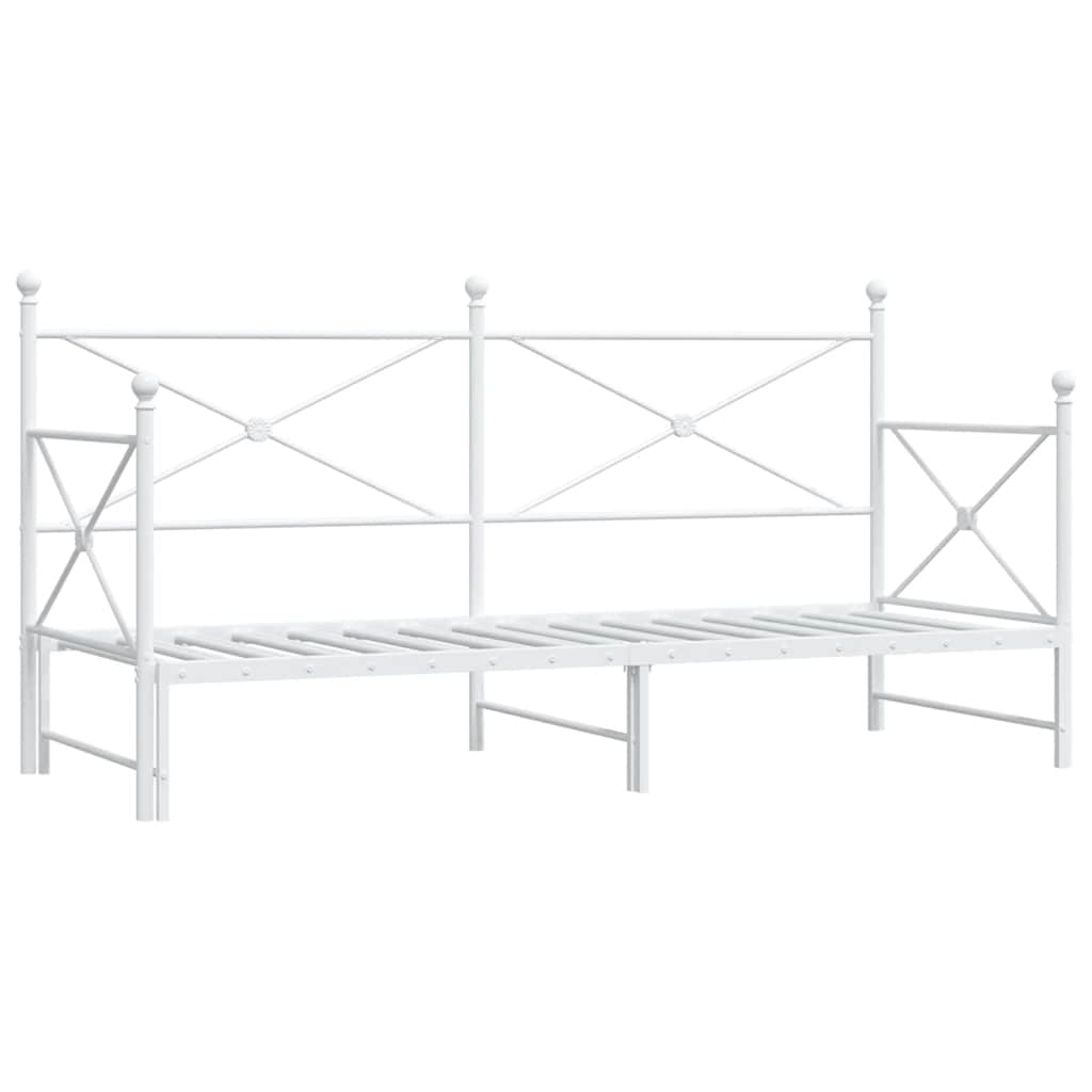 vidaXL Pat de zi cu șuviț fără saltea Alb 90x200 cm Oțel